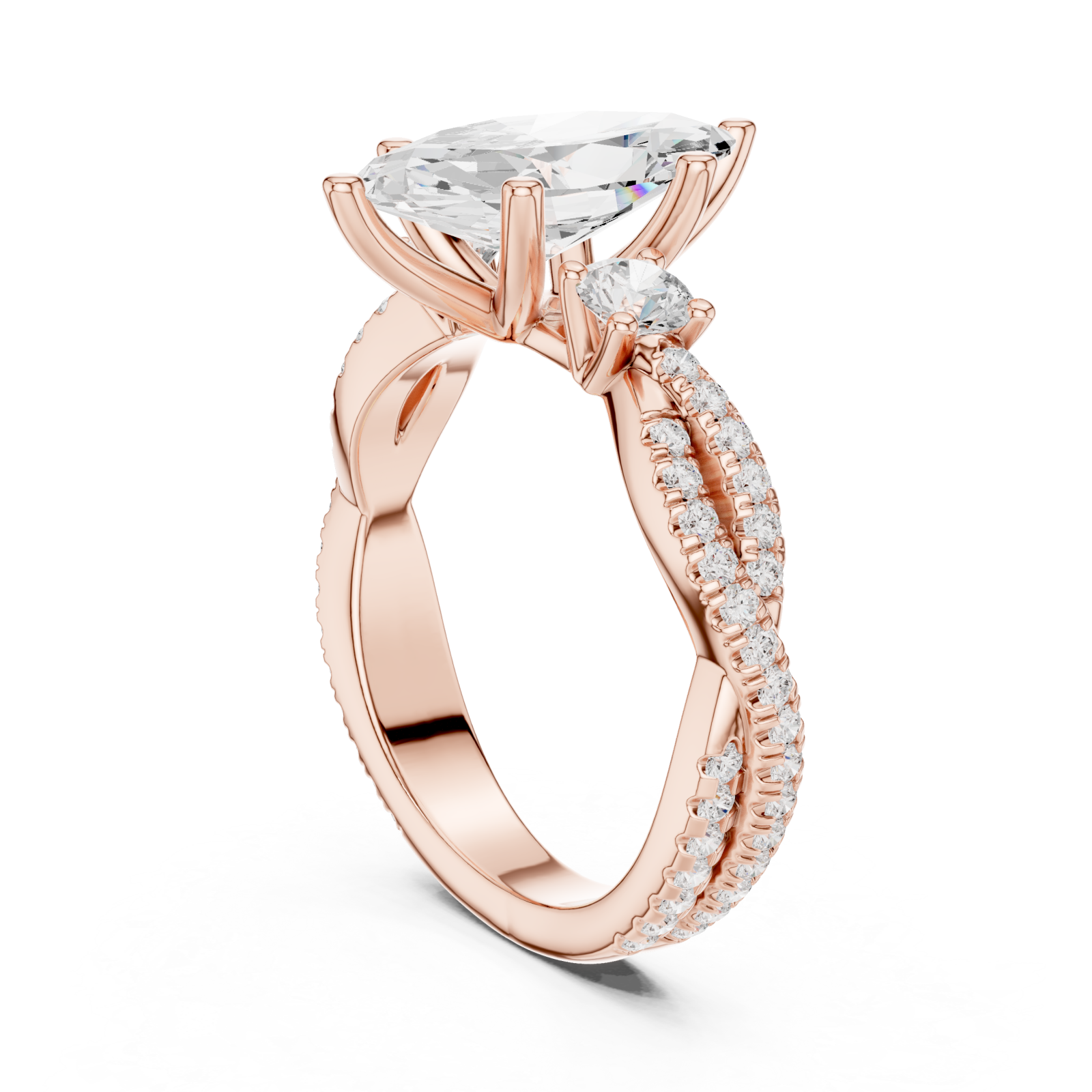  Rose Gold Radiant Primavera Statement Cocktail Ring Left View