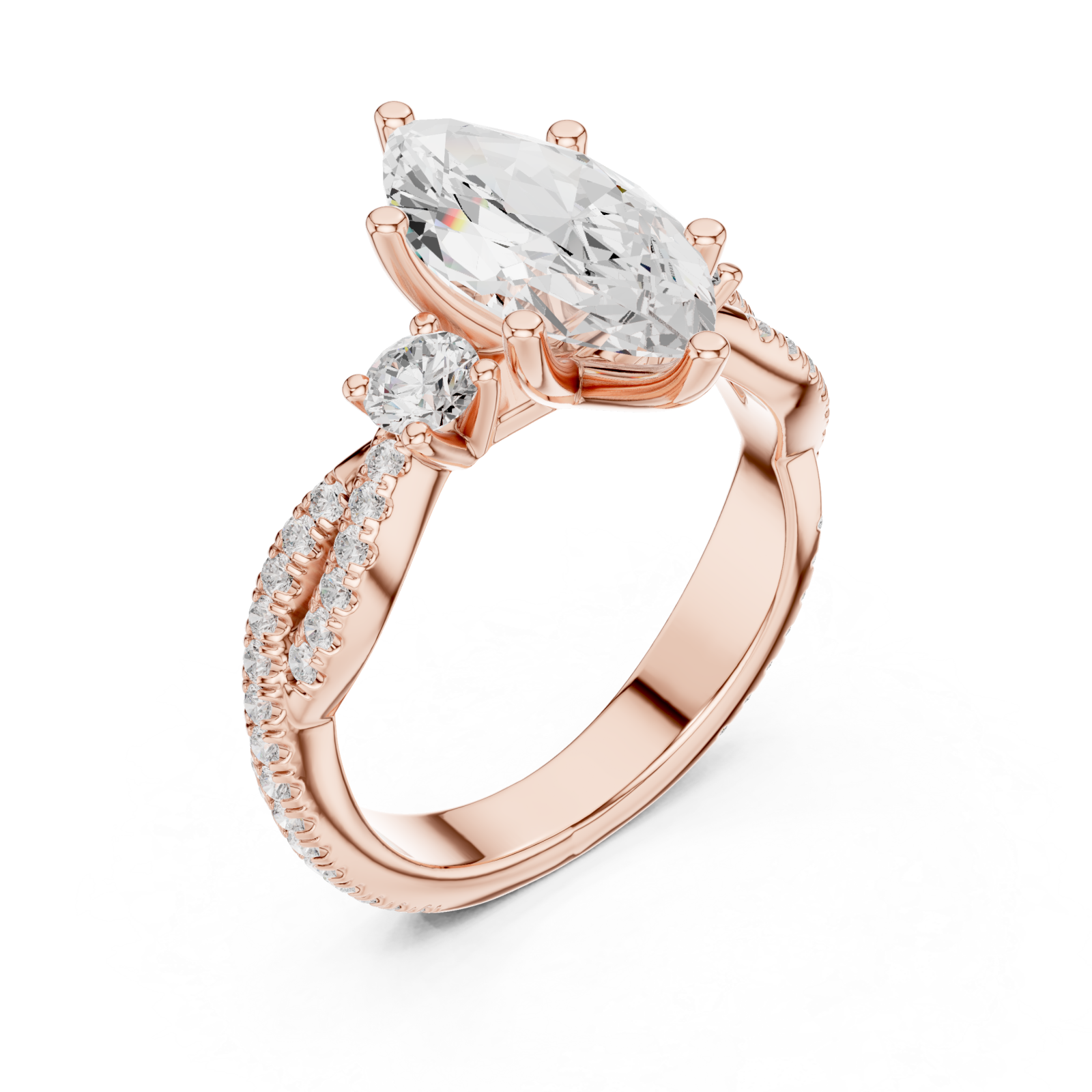  Rose Gold Radiant Primavera Statement Cocktail Ring Right View