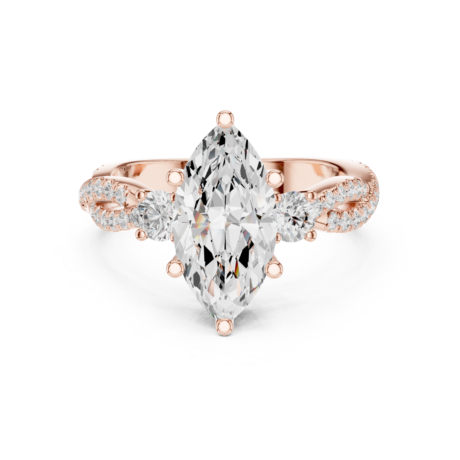 Rose Gold Radiant Primavera Statement Cocktail Ring Front View