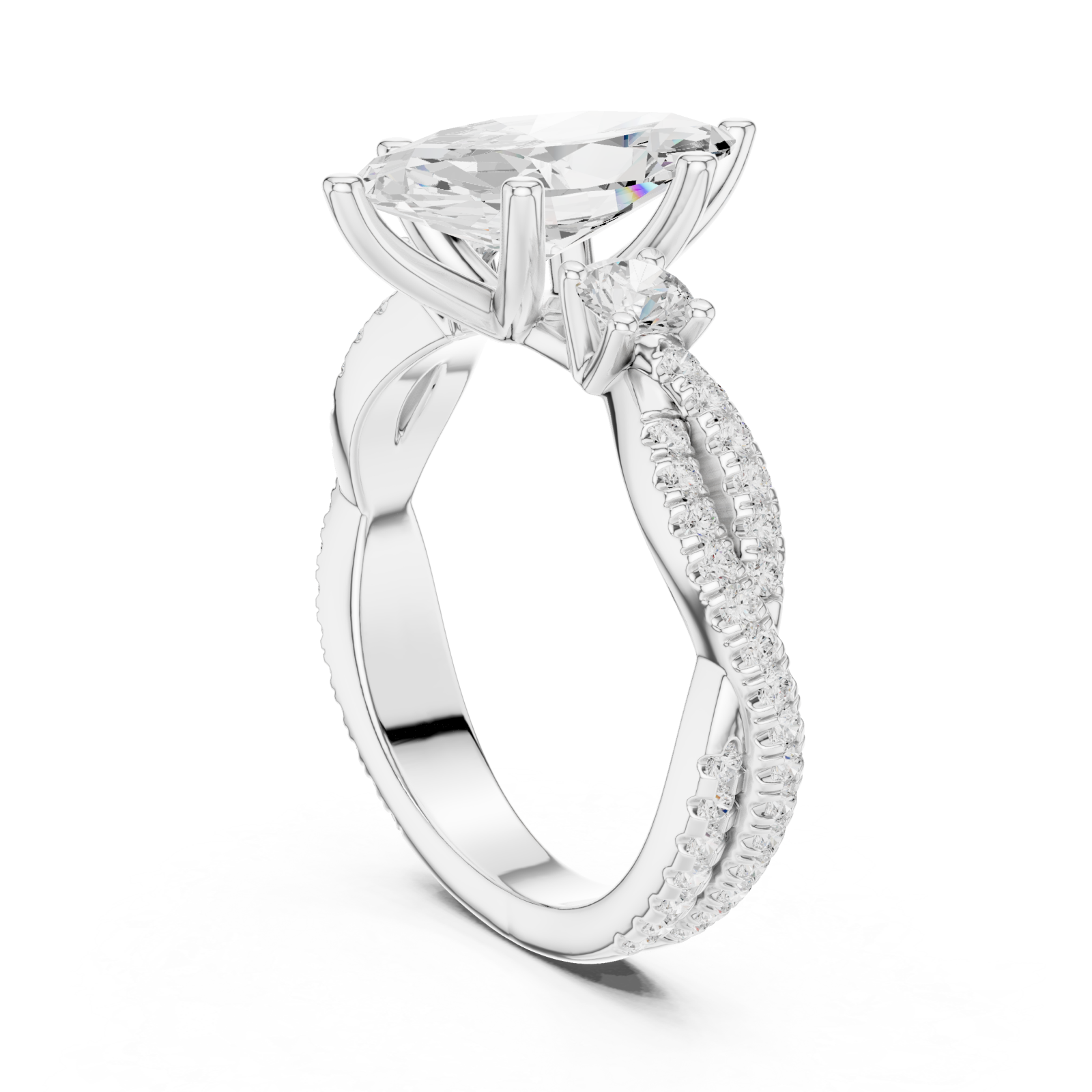  White Gold Radiant Primavera Statement Cocktail Ring Left View