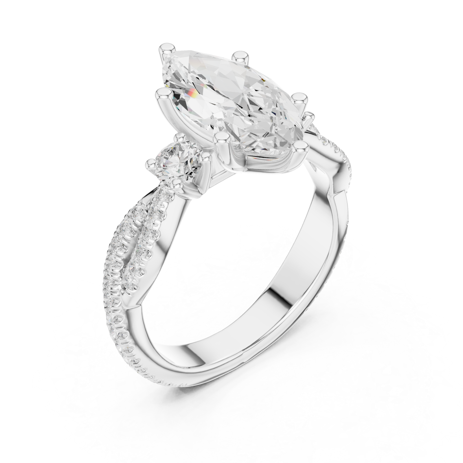  White Gold Radiant Primavera Statement Cocktail Ring Right View