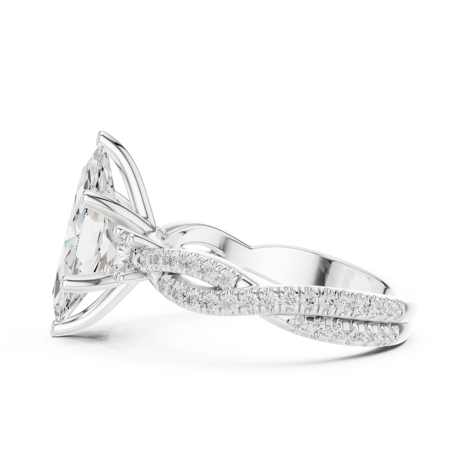  White Gold Radiant Primavera Statement Cocktail Ring Side View