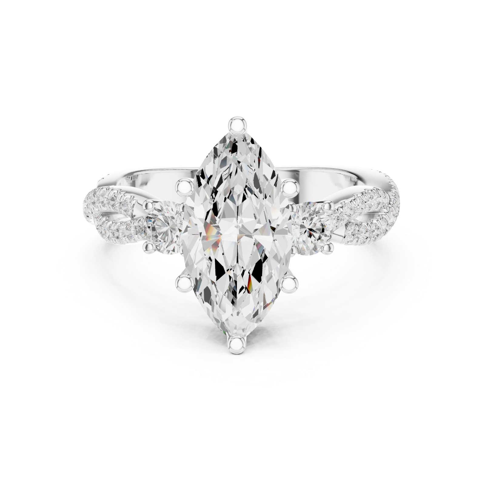  White Gold Radiant Primavera Statement Cocktail Ring Front View