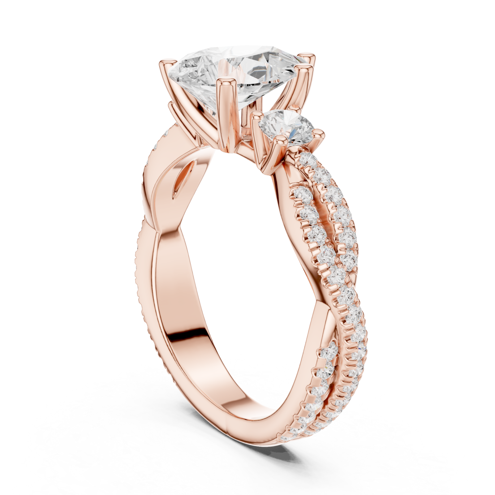 Rose Gold Serene Elegance Pavé Embrace Ring Left View