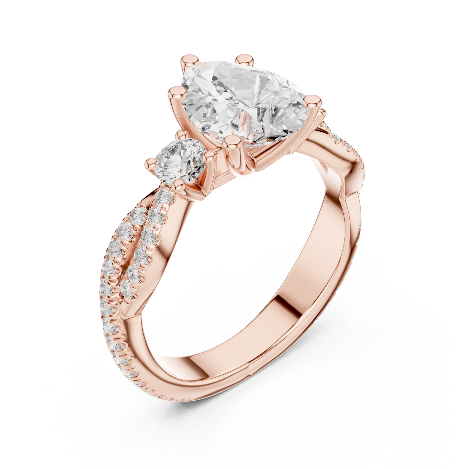  Rose Gold Serene Elegance Pavé Embrace Ring Right View