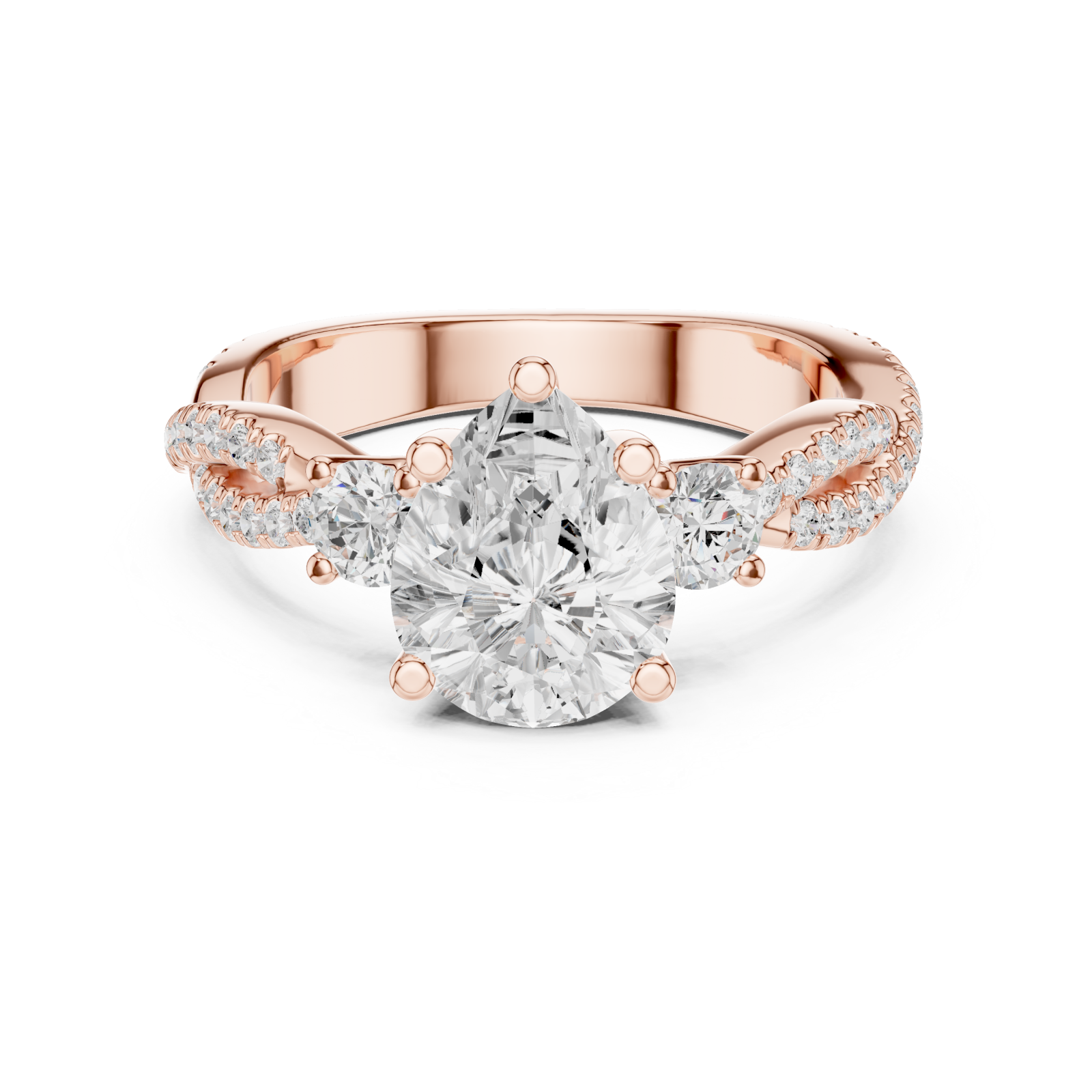  Rose Gold Serene Elegance Pavé Embrace Ring Front View