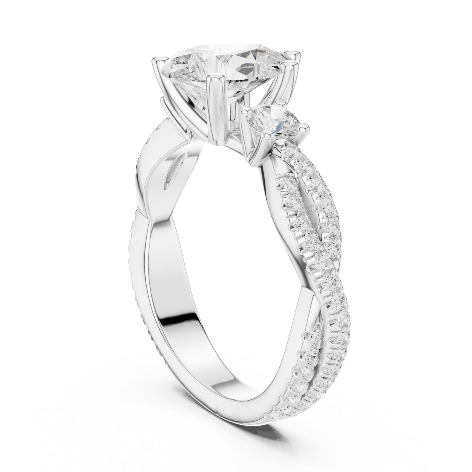  White Gold Serene Elegance Pavé Embrace Ring Left View