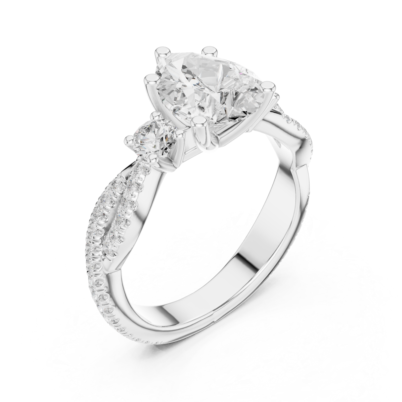  White Gold Serene Elegance Pavé Embrace Ring Right View