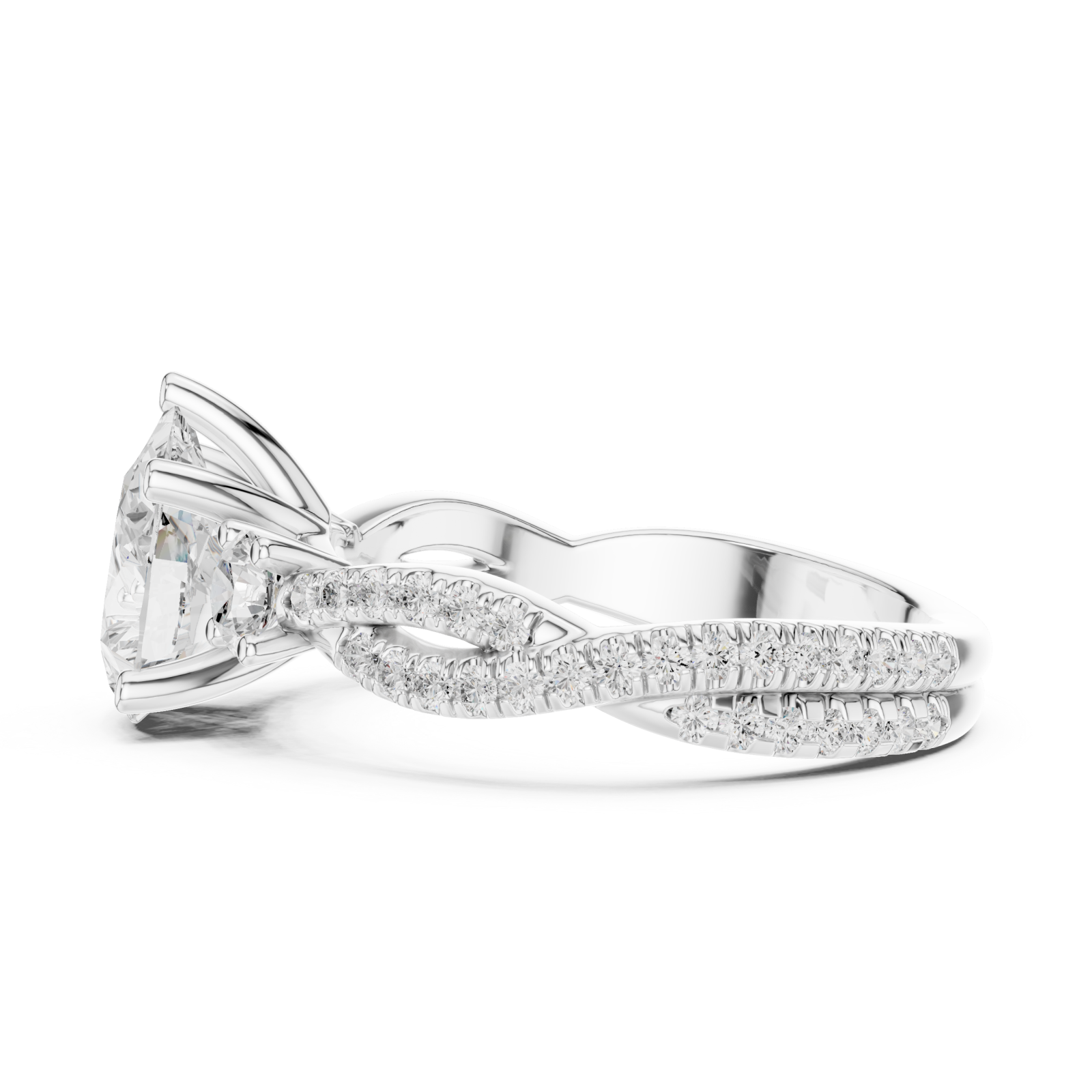  White Gold Serene Elegance Pavé Embrace Ring Side View