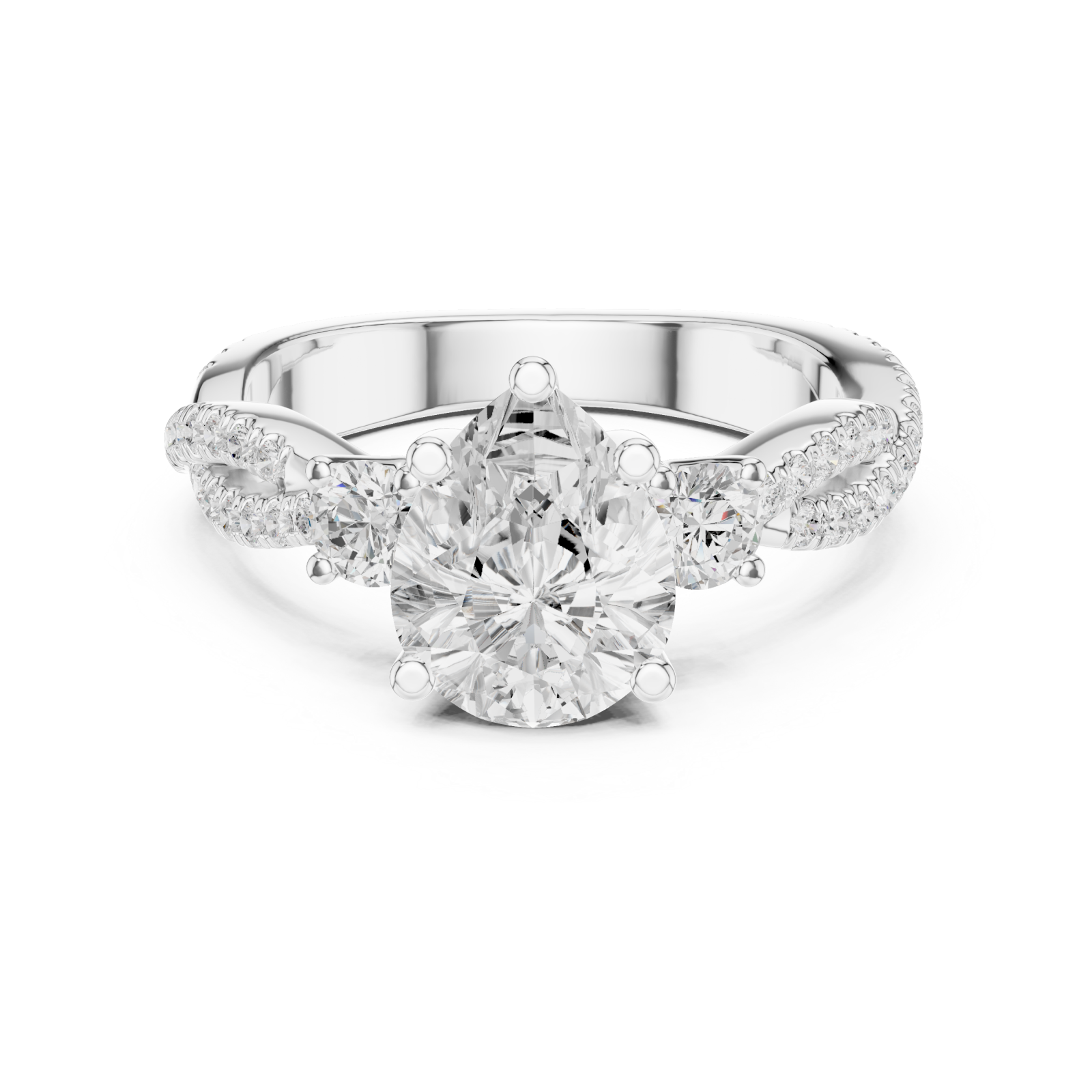  White Gold Serene Elegance Pavé Embrace Ring Front View
