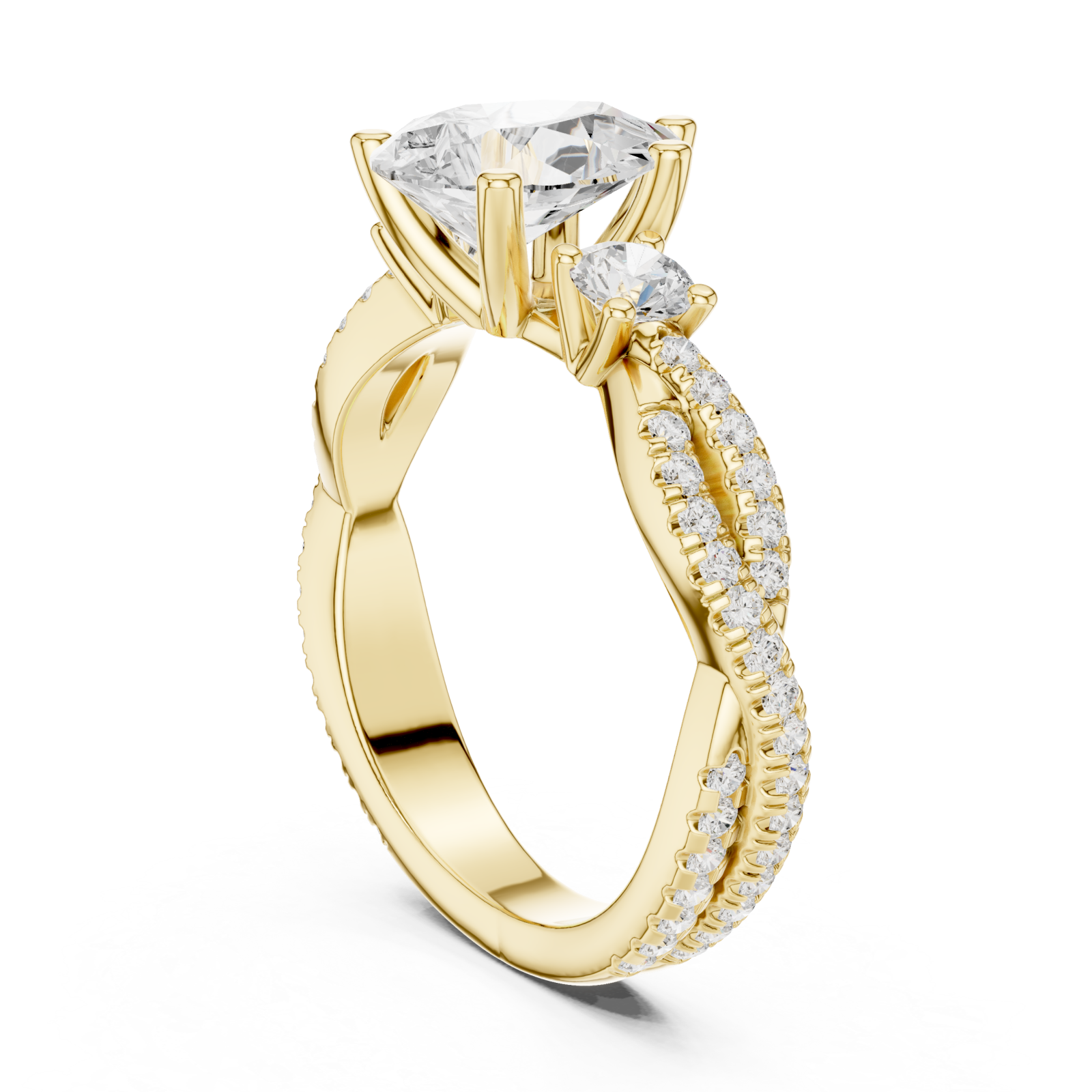  Gold Serene Elegance Pavé Embrace Ring Left View