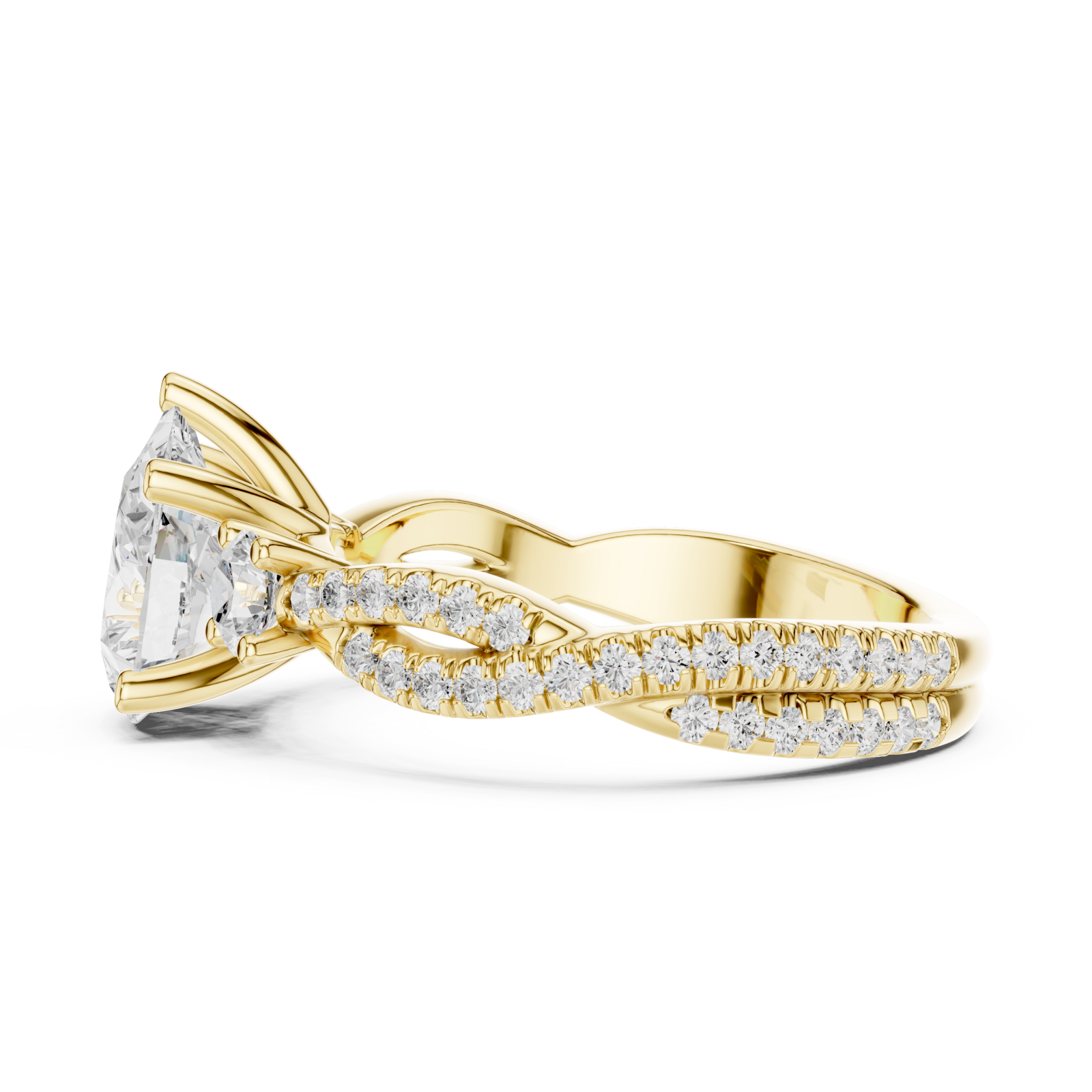  Gold Serene Elegance Pavé Embrace Ring Side View