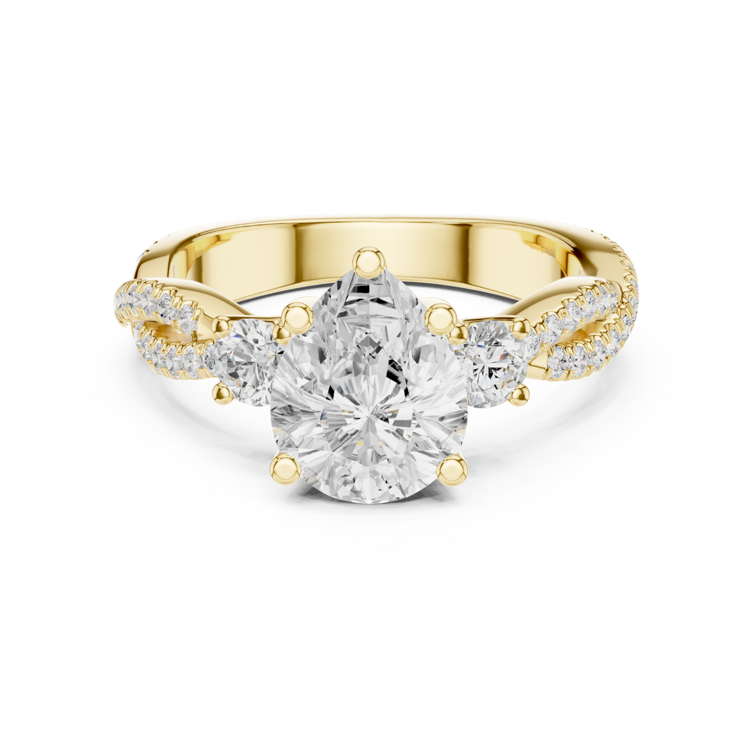Gold Serene Elegance Pavé Embrace Ring Right View
