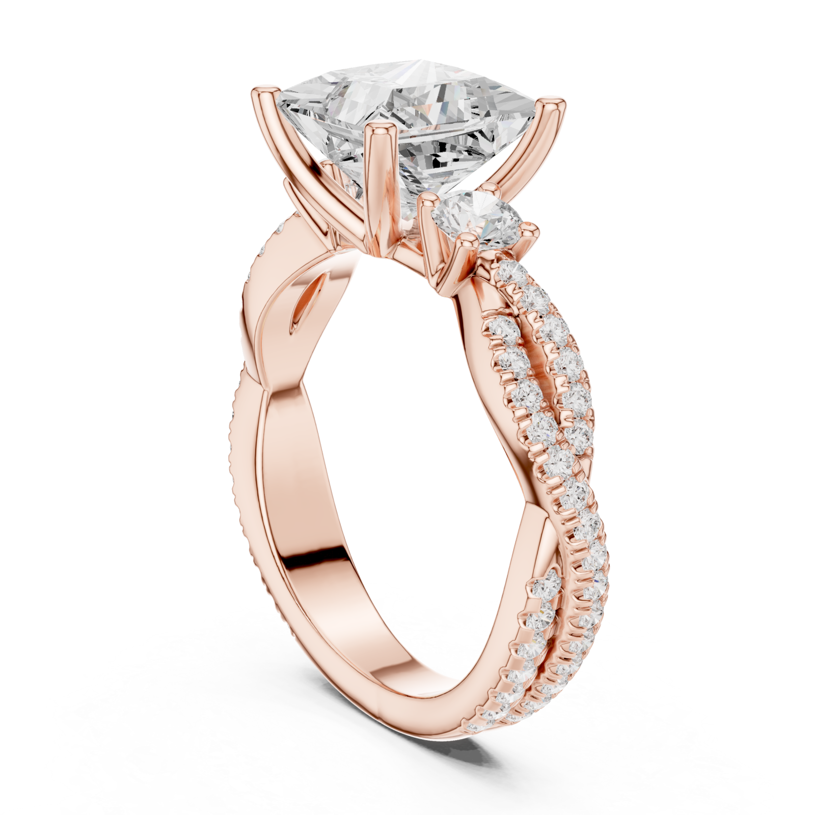  Rose Gold Opulent Embrace Crossover Promise Ring Left View