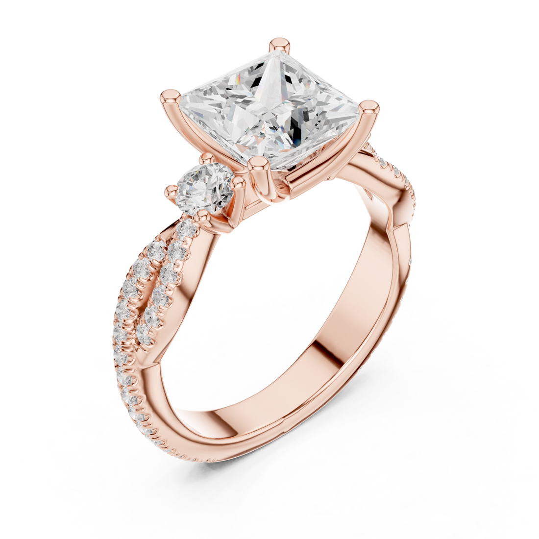  Rose Gold Opulent Embrace Crossover Promise Ring Right View