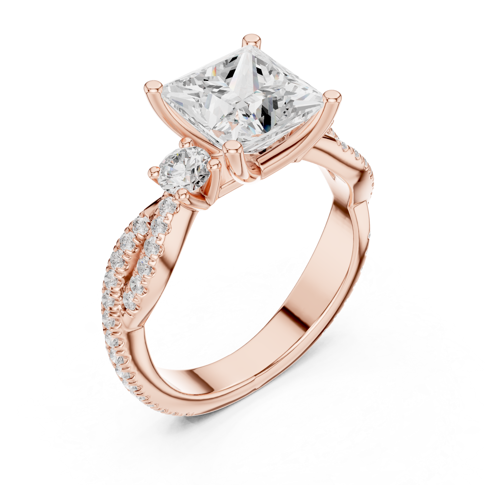  Rose Gold Opulent Embrace Crossover Promise Ring Right View