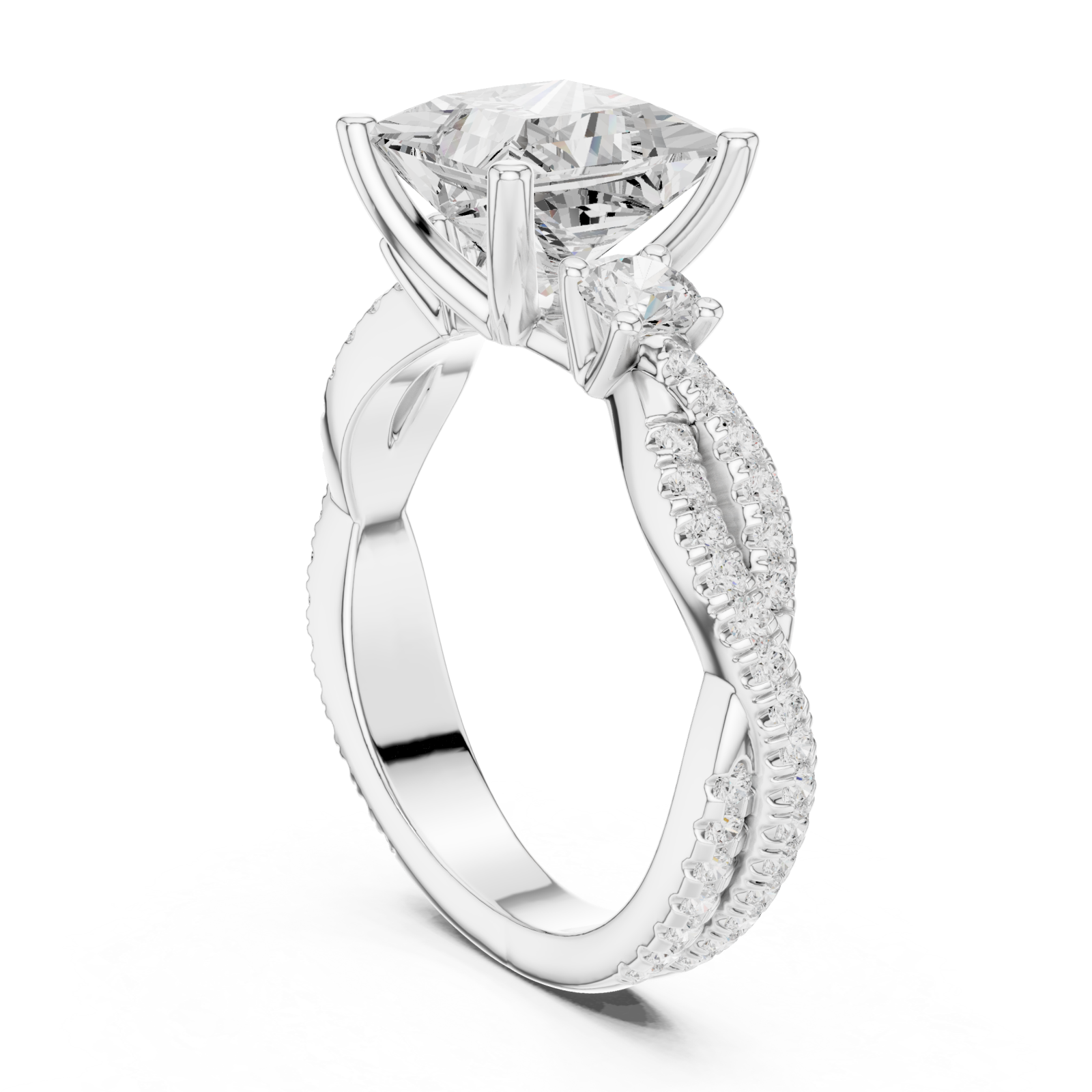  White Gold Opulent Embrace Crossover Promise Ring Left View