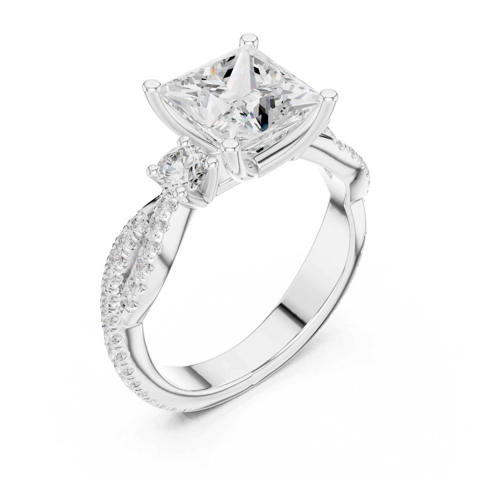  White Gold Opulent Embrace Crossover Promise Ring Right View