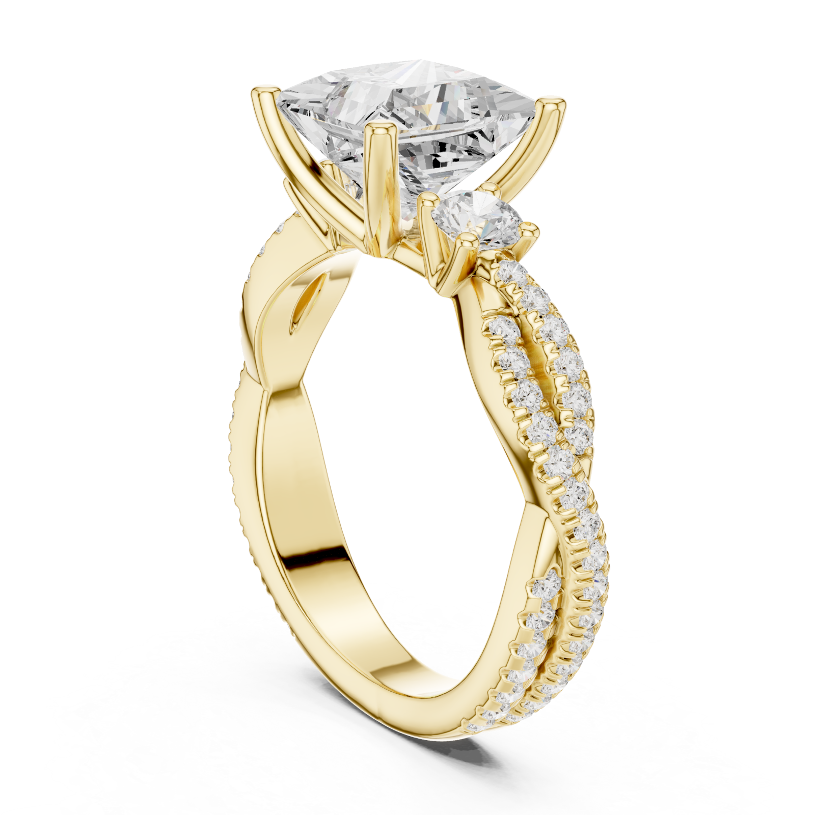  Gold Opulent Embrace Crossover Promise Ring Left View