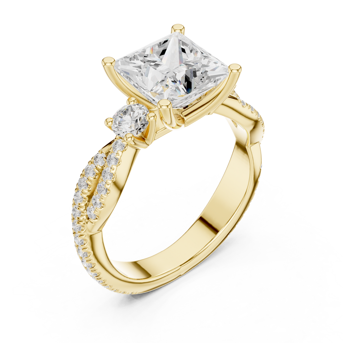 Gold Opulent Embrace Crossover Promise Ring Right View