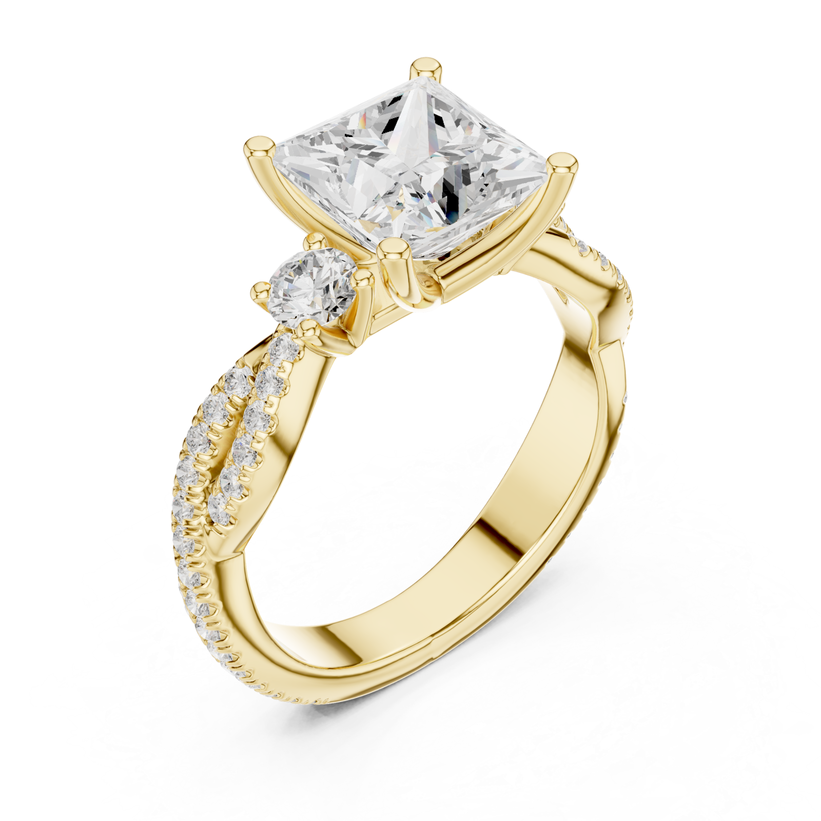 Gold Opulent Embrace Crossover Promise Ring Right View