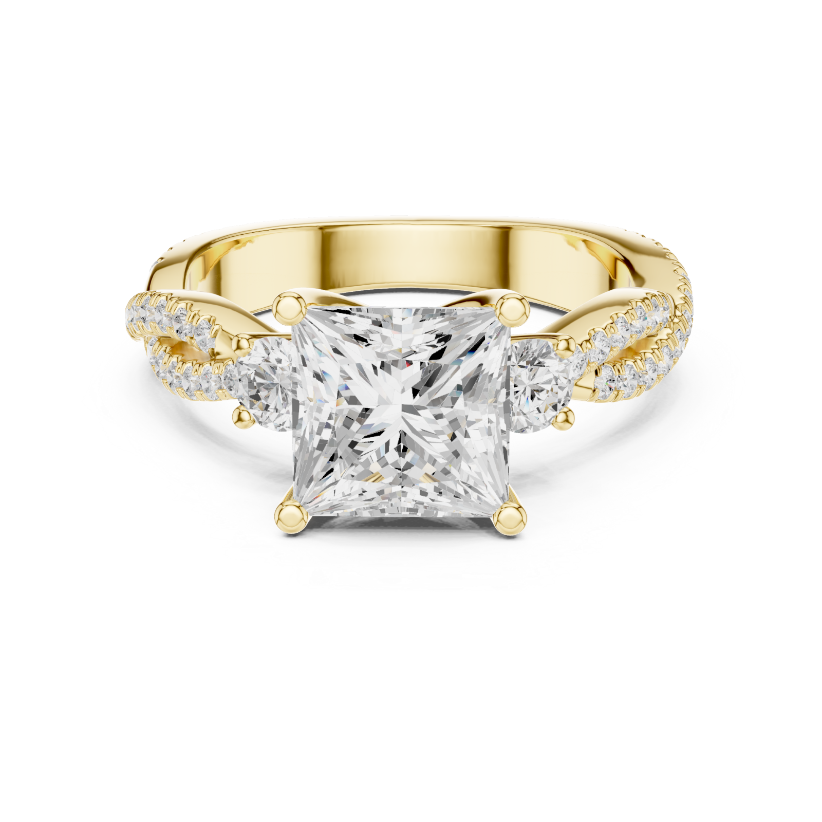  Gold Opulent Embrace Crossover Promise Ring Front View