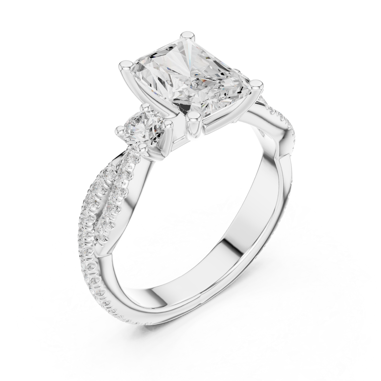  White Gold Blissful Harmony Three Stone Ring Right View