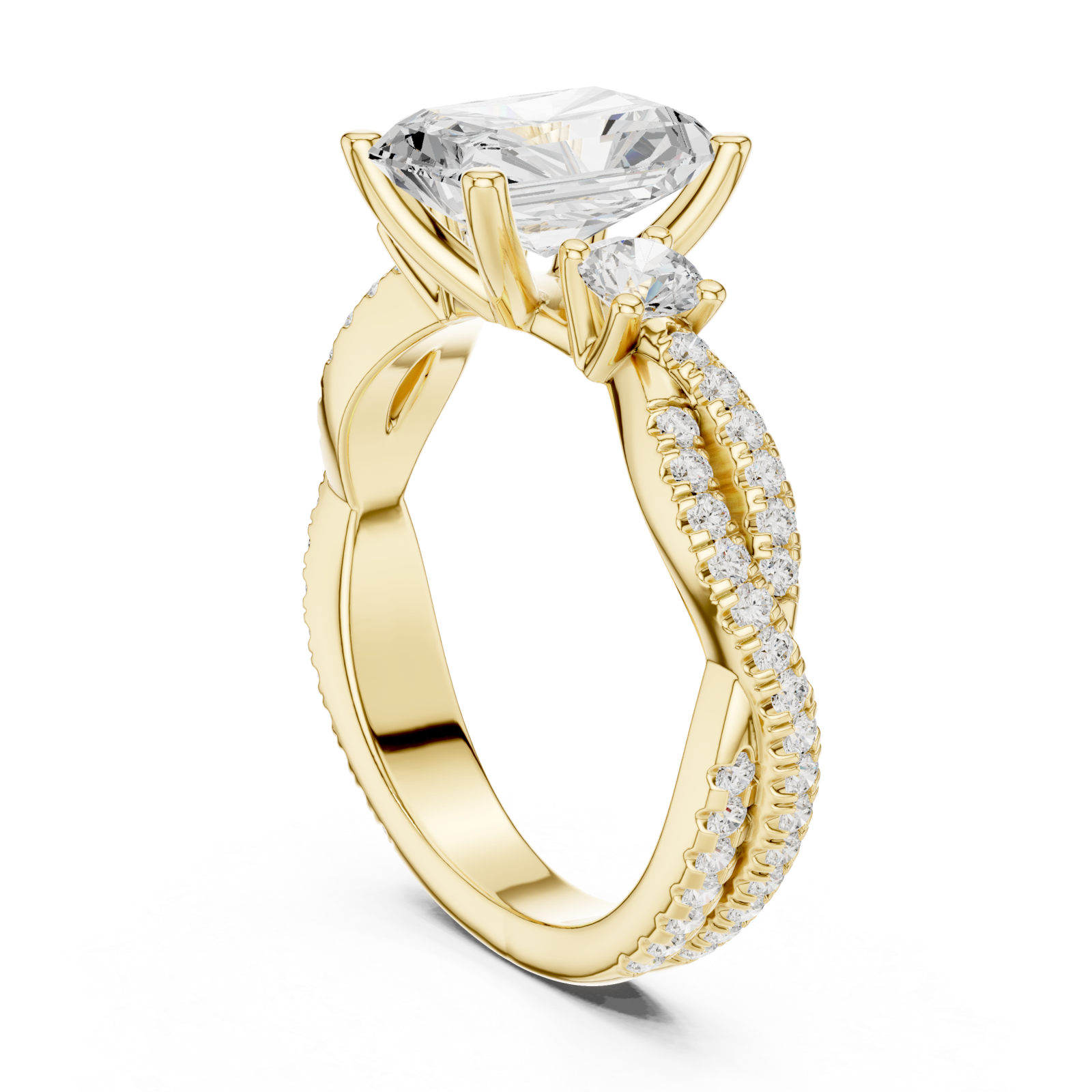  Gold Blissful Harmony Three Stone Ring Left View