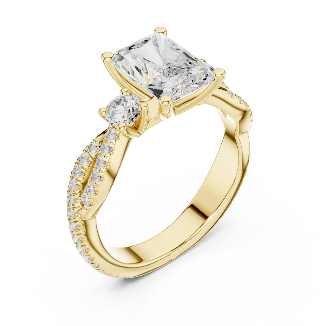 Gold Blissful Harmony Three Stone Ring Right View