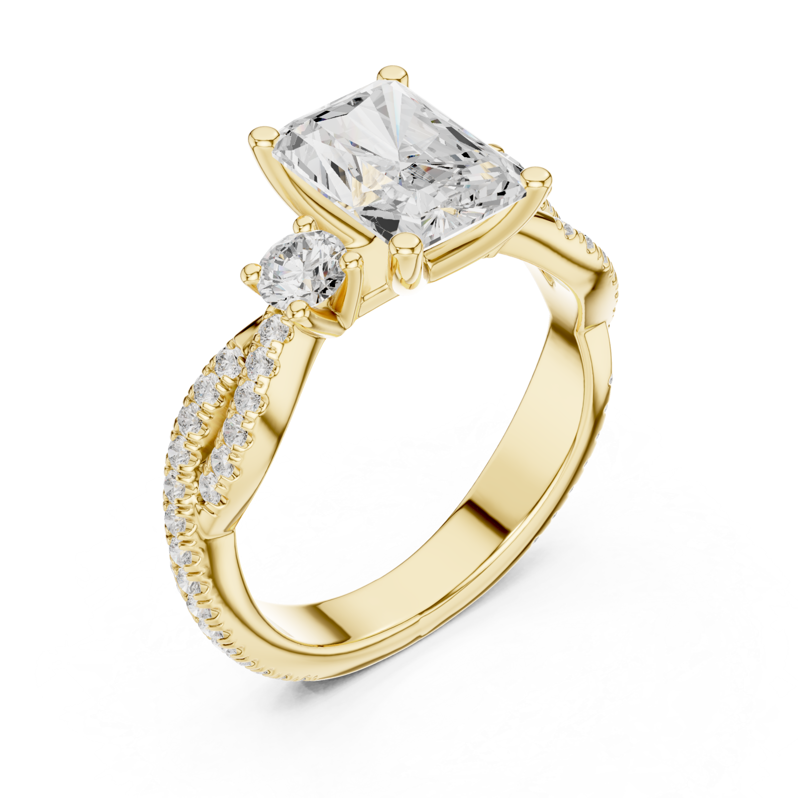 Gold Blissful Harmony Three Stone Ring Right View