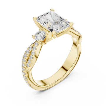 Gold Blissful Harmony Three Stone Ring Right View