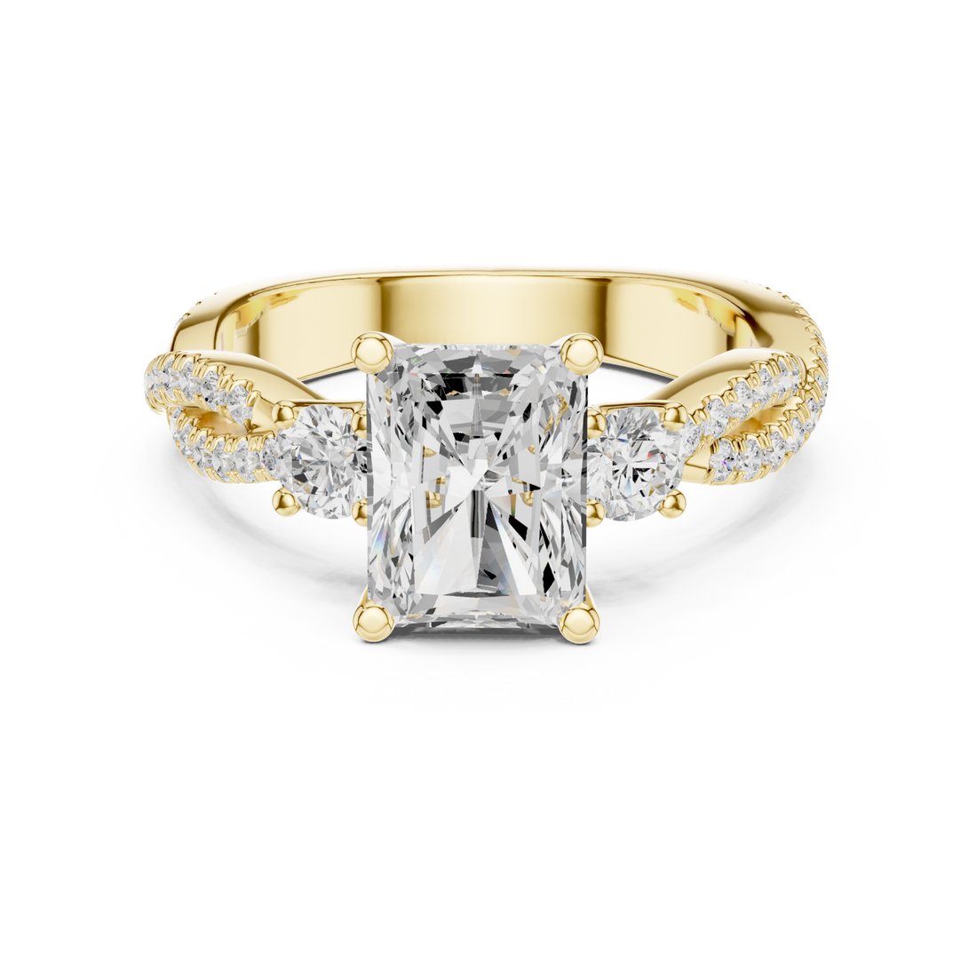 Gold Blissful Harmony Three Stone Ring Right View