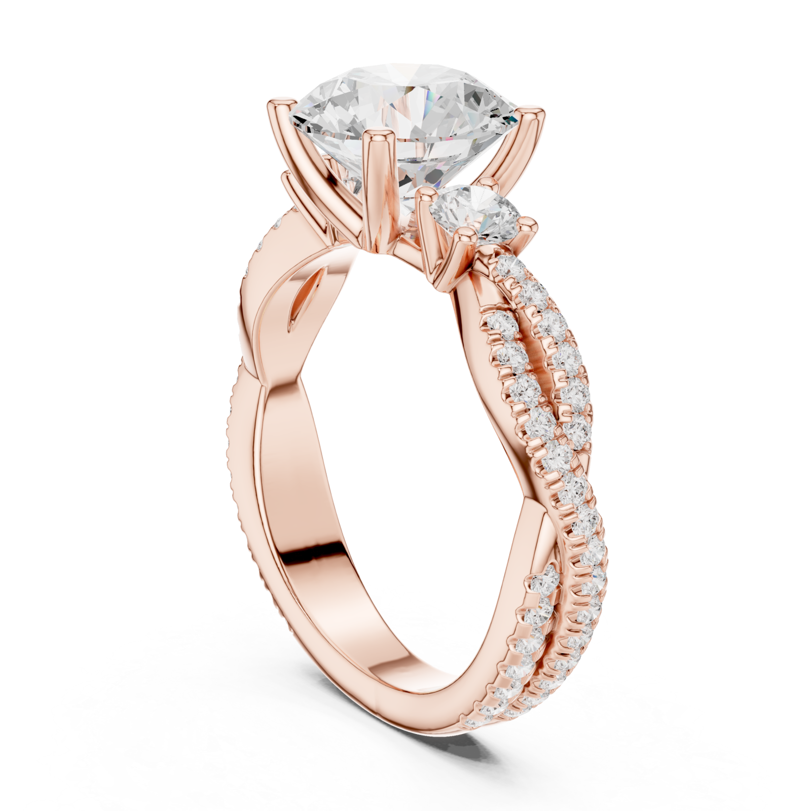  Rose Gold Bypass Embrace Statement Ring Left View