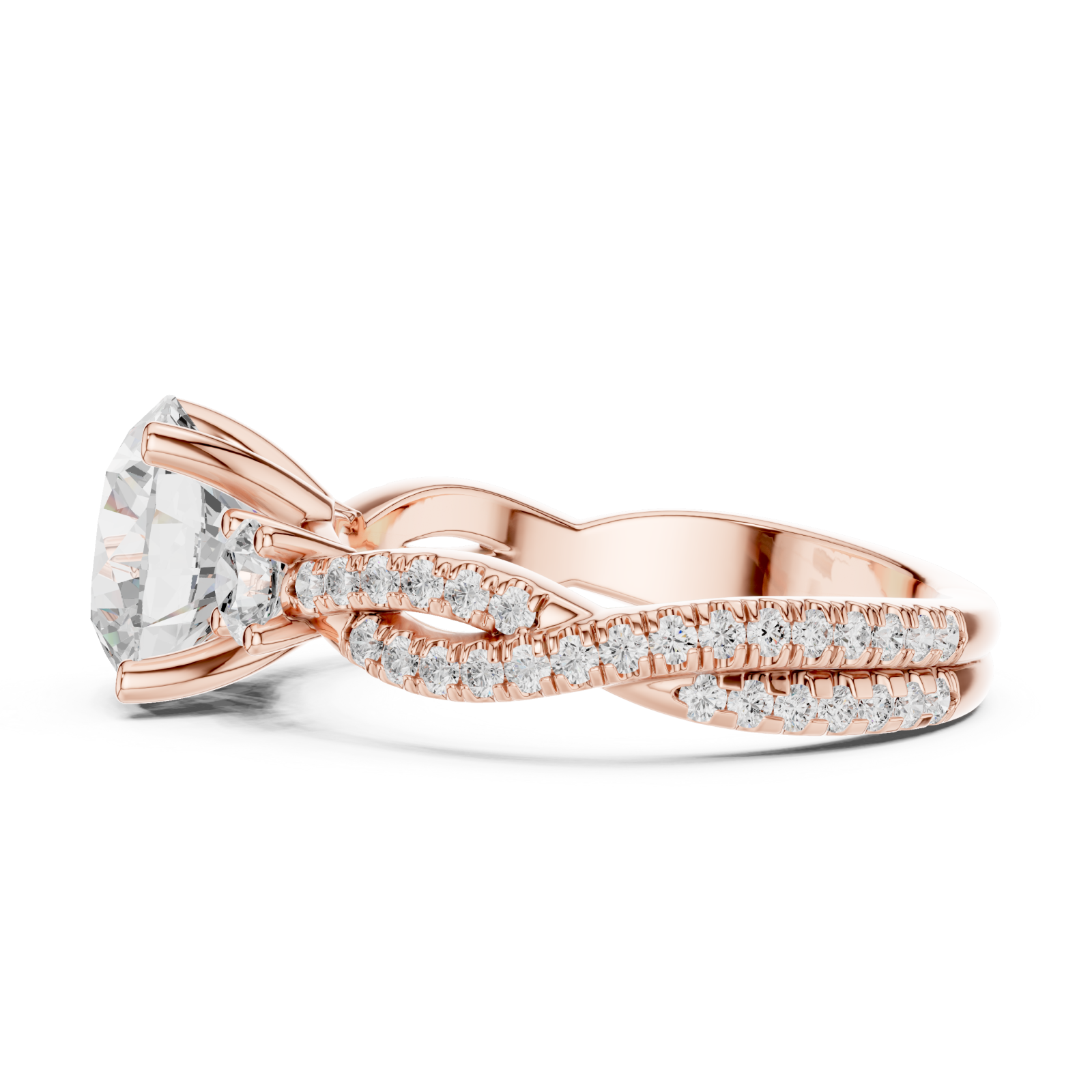  Rose Gold Bypass Embrace Statement Ring Side View