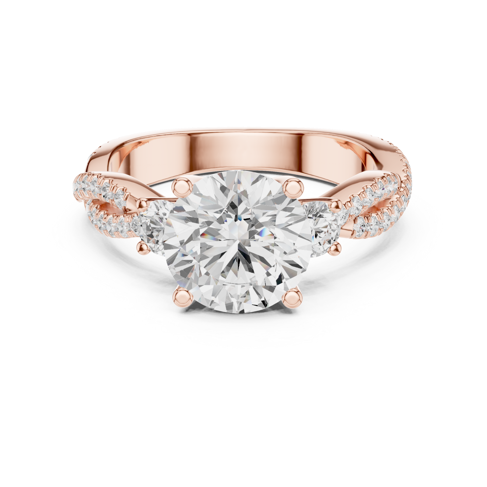  Rose Gold Bypass Embrace Statement Ring Front View