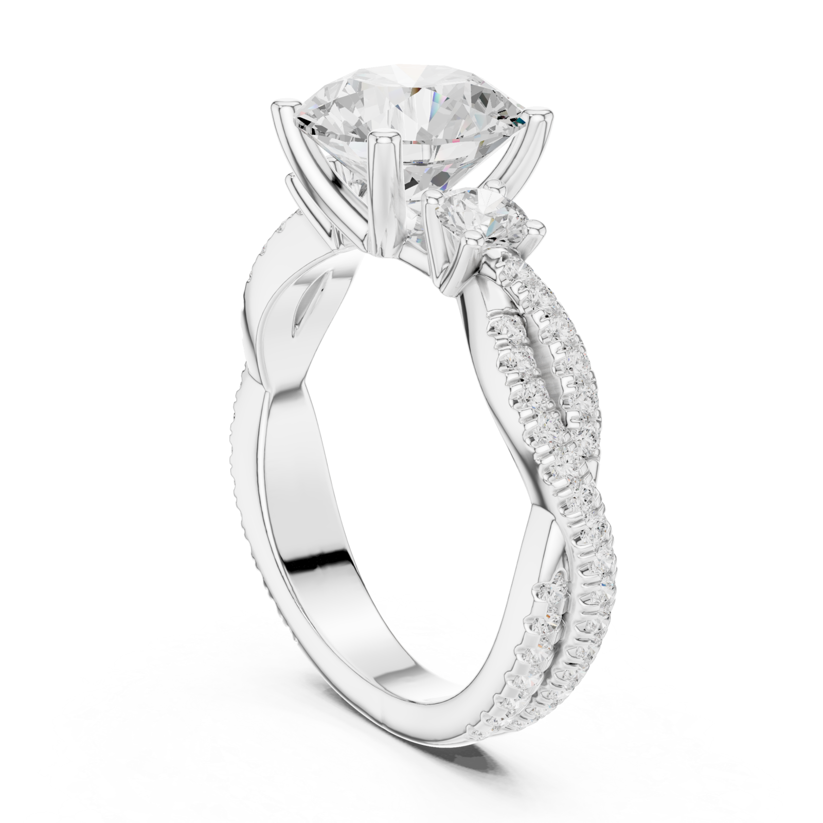  White Gold Bypass Embrace Statement Ring Left View
