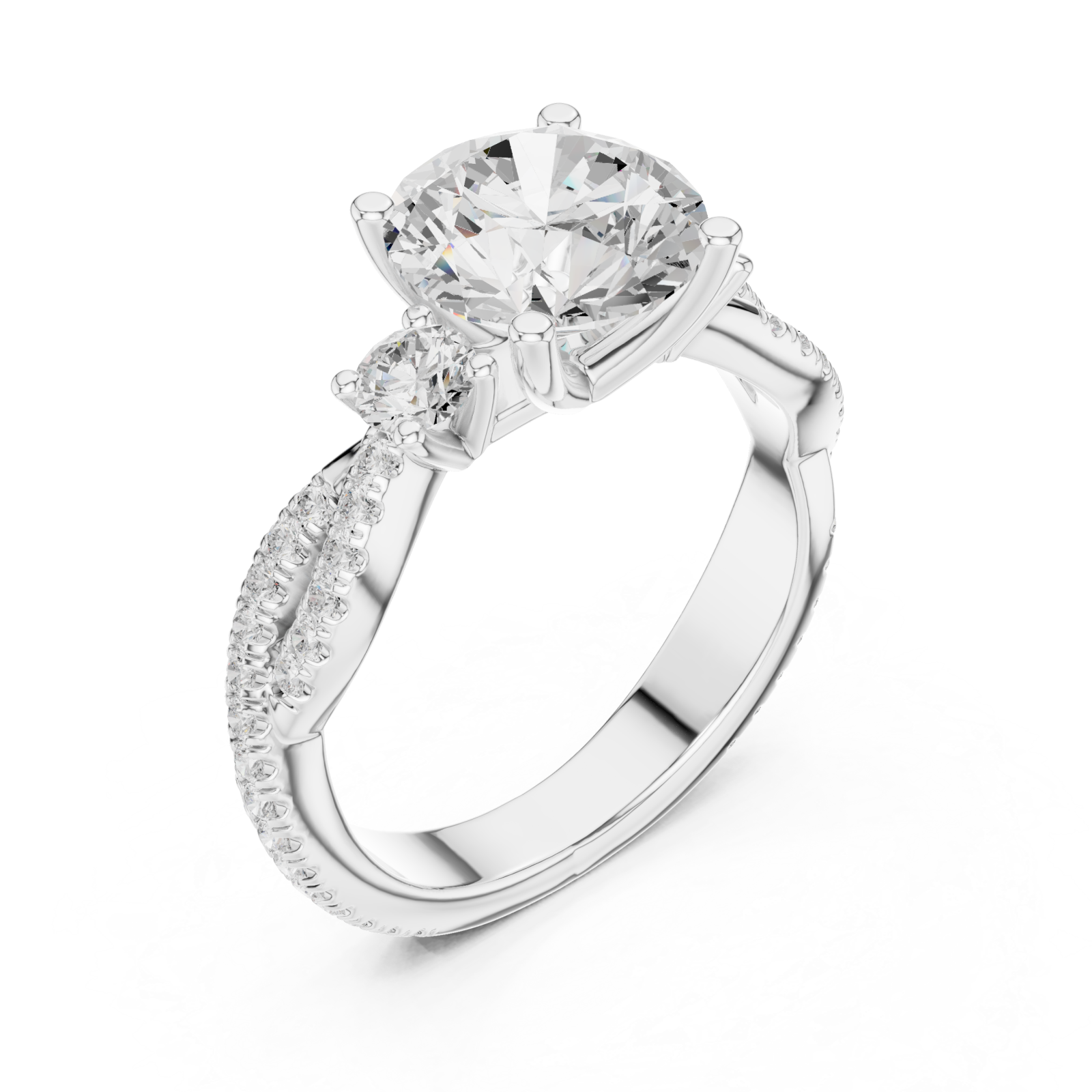 White Gold Bypass Embrace Statement Ring Right View