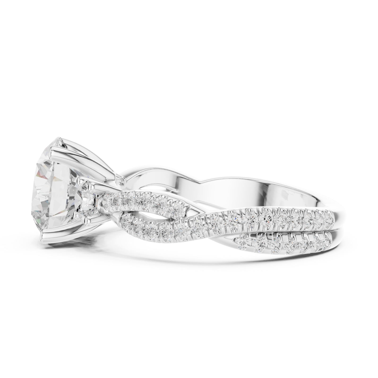  White Gold Bypass Embrace Statement Ring Side View