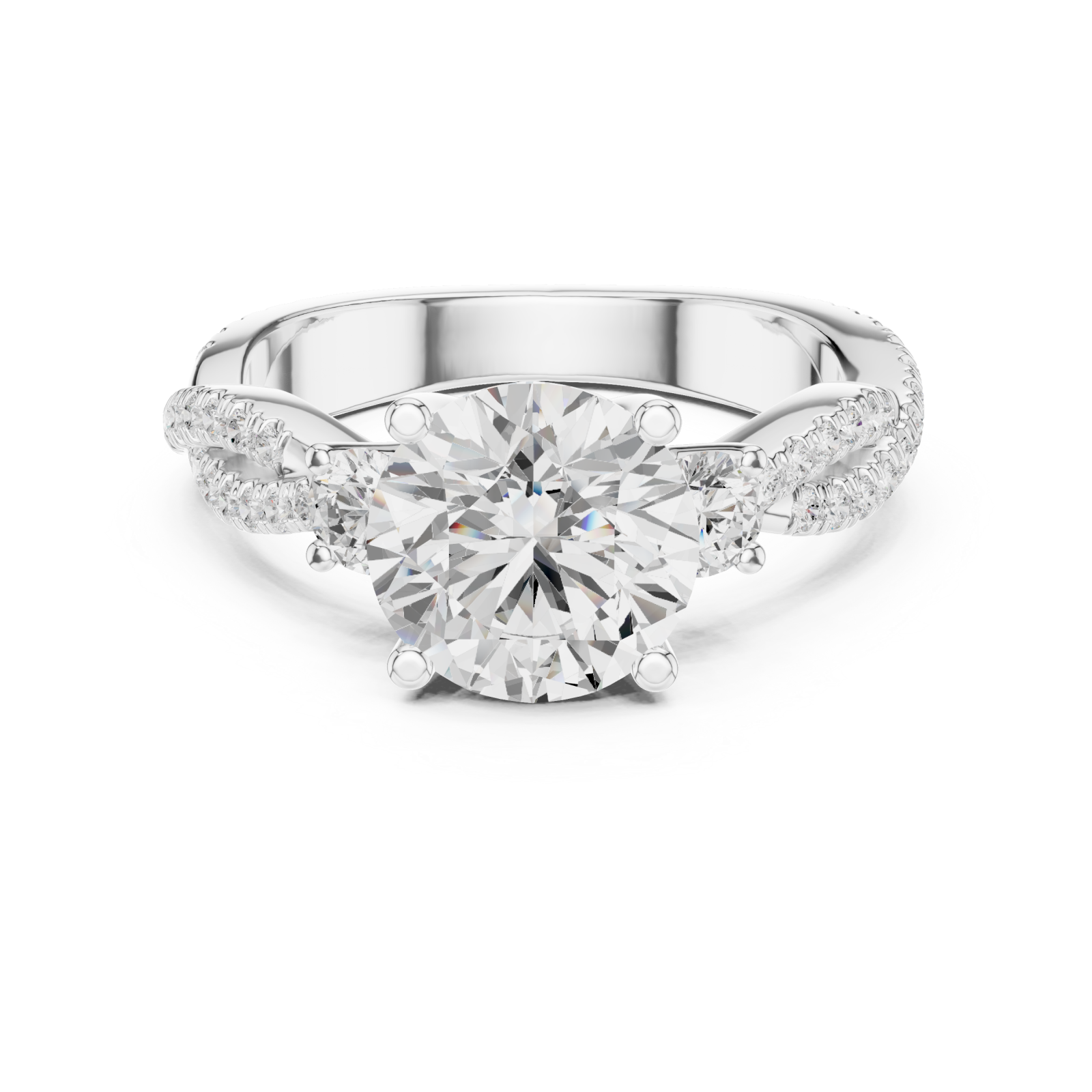  White Gold Bypass Embrace Statement Ring Front View