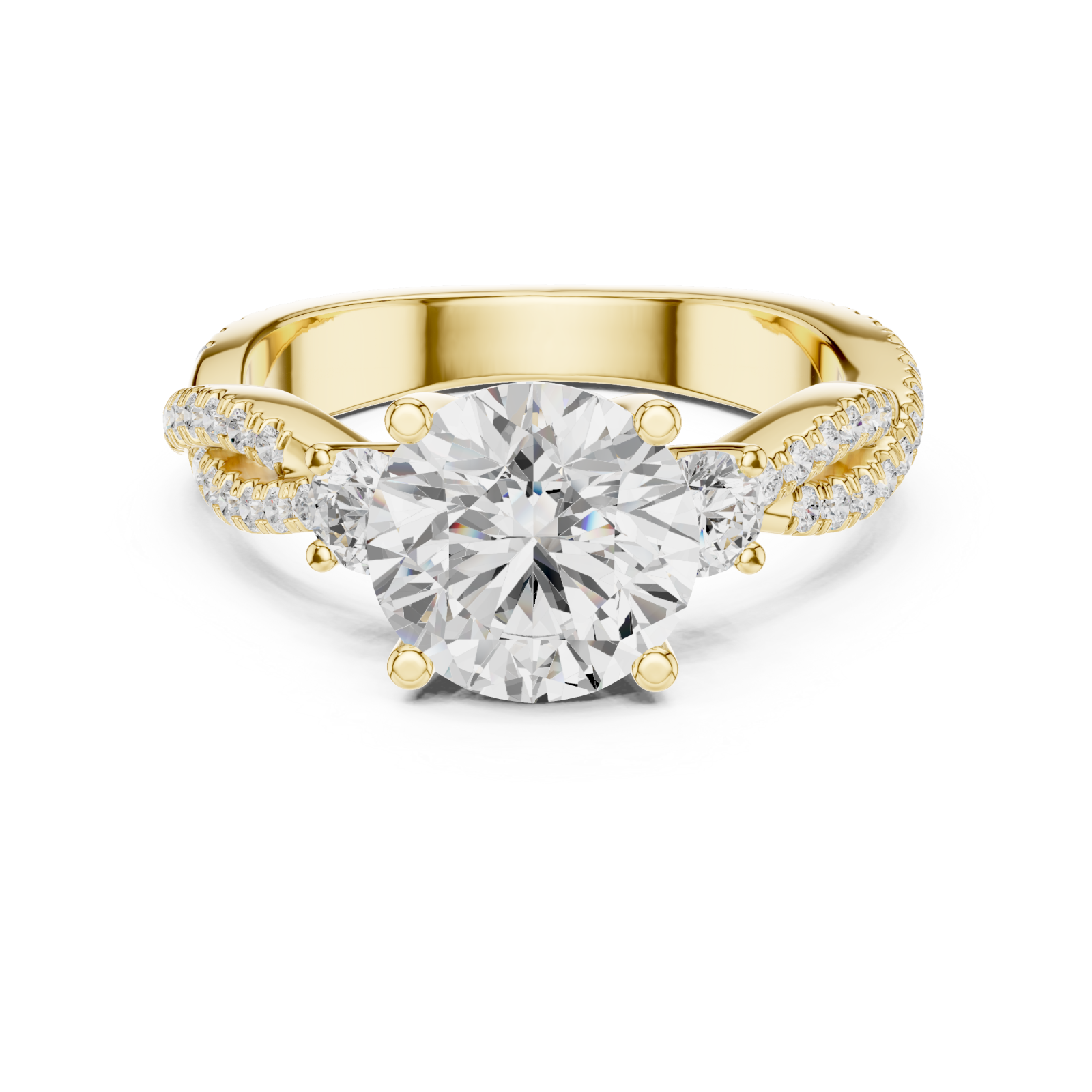  Gold Bypass Embrace Statement Ring Front View