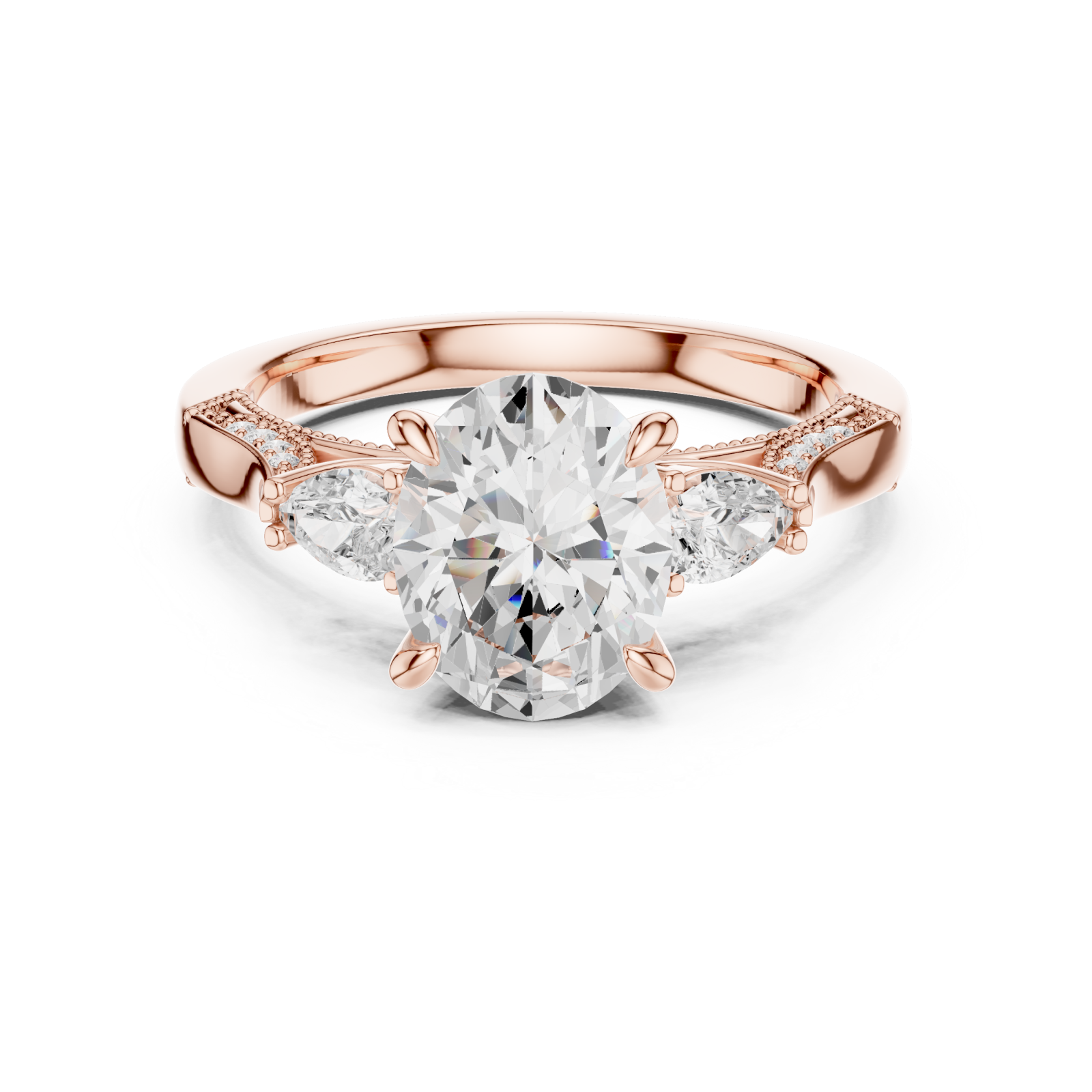  Rose Gold Starfire Grace Vintage Inspired Ring Front View