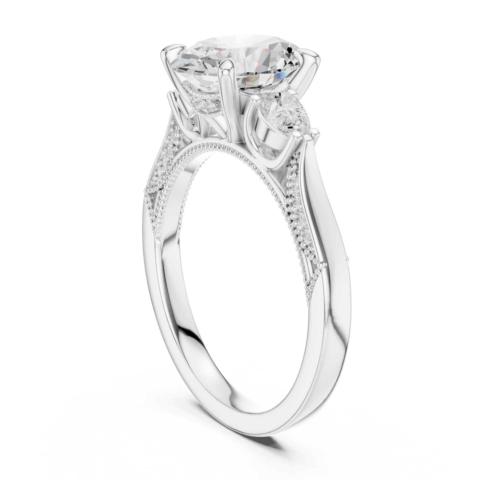  White Gold Starfire Grace Vintage Inspired Ring Left View