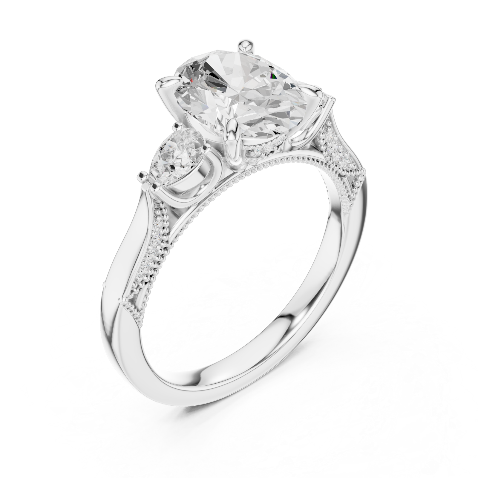  White Gold Starfire Grace Vintage Inspired Ring Right View