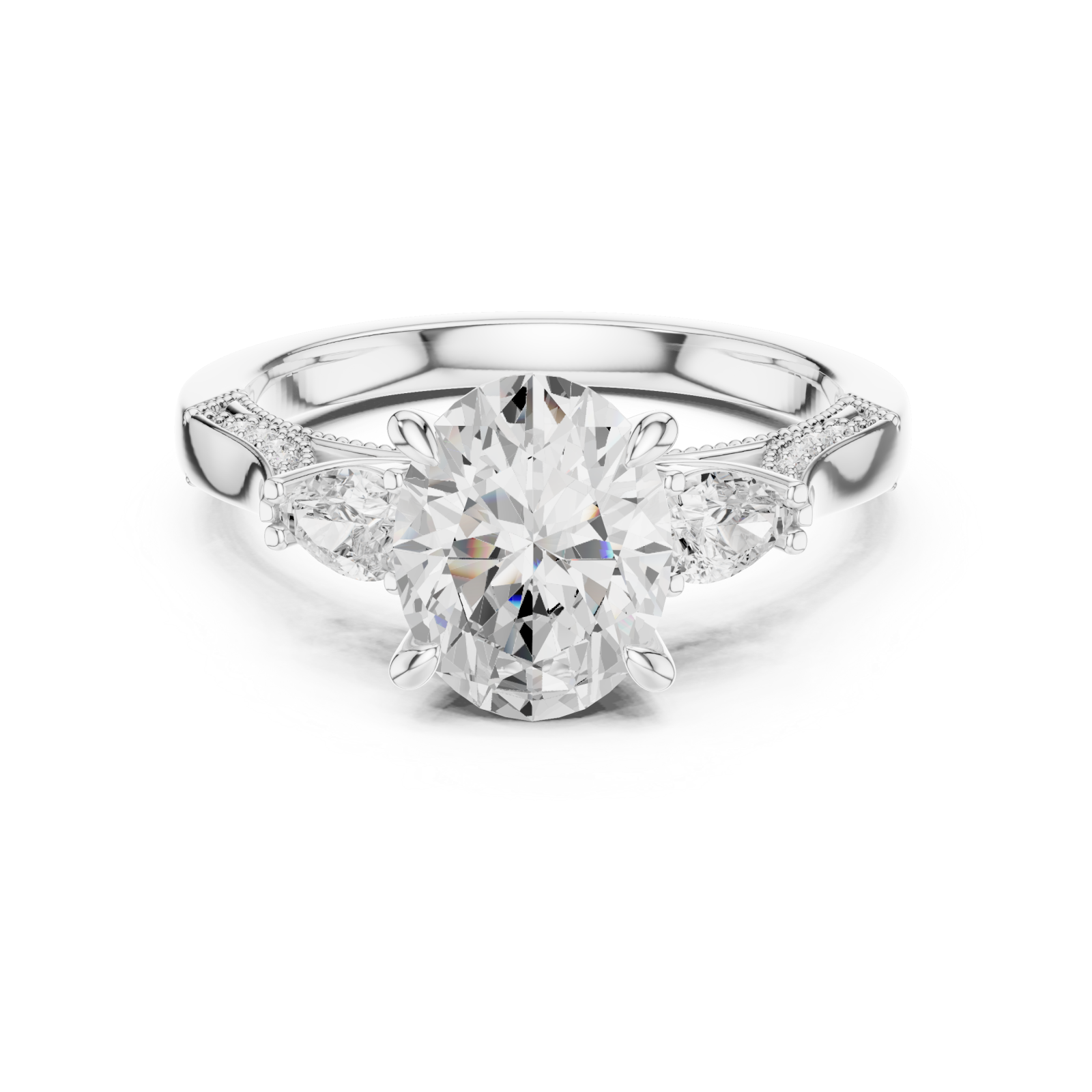  White Gold Starfire Grace Vintage Inspired Ring Front View