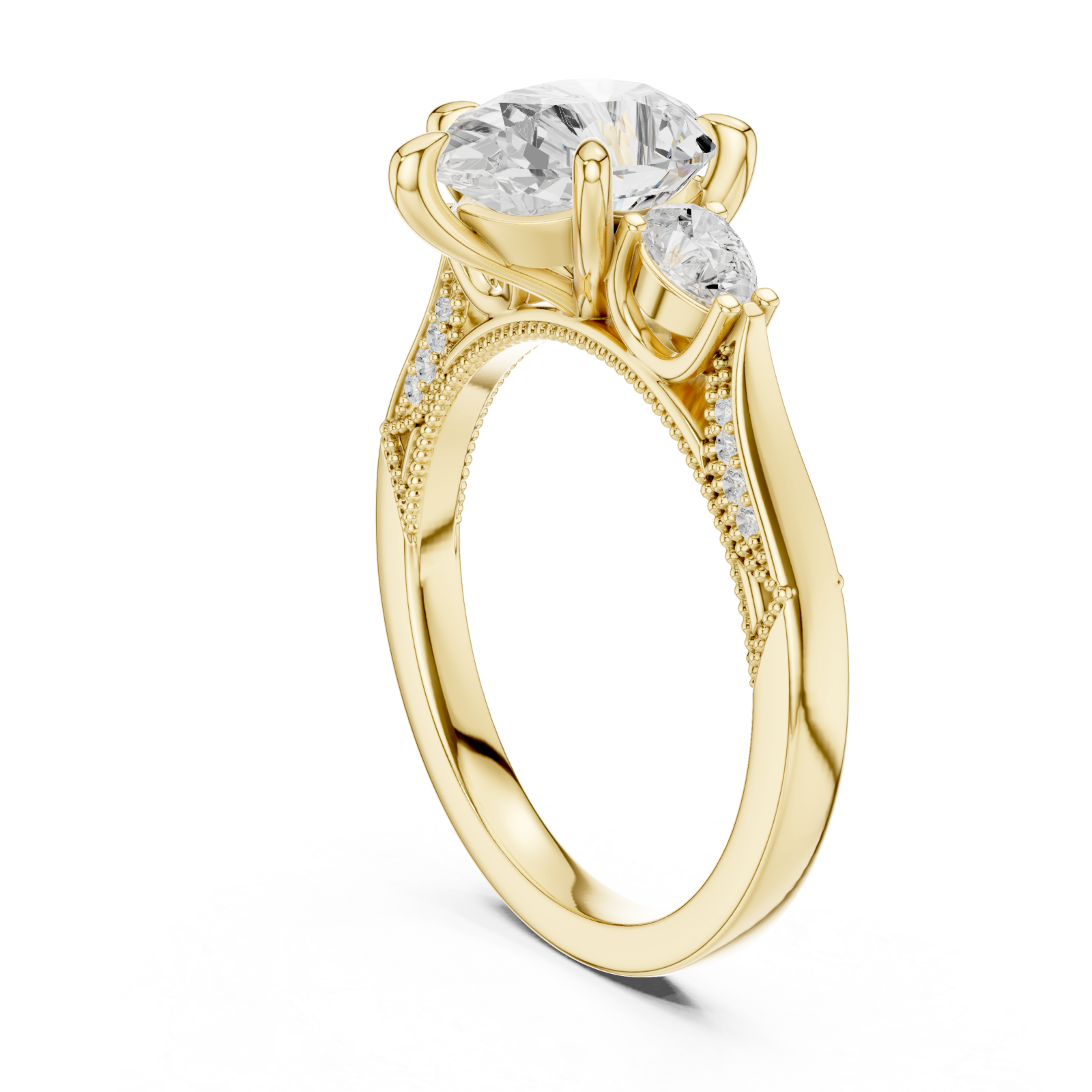  Gold Opulent Whisper Three Stone Promise Ring Left View