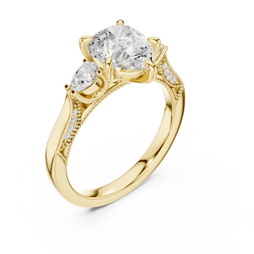 Gold Opulent Whisper Three Stone Promise Ring Right View