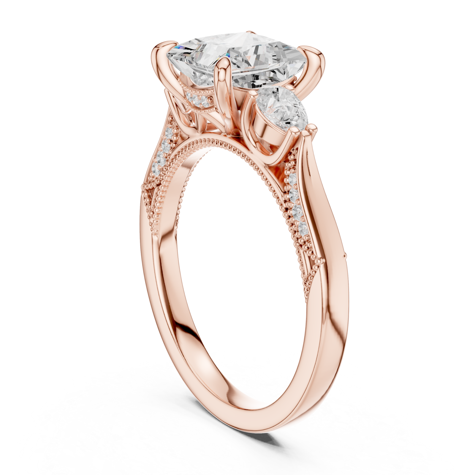  Rose Gold Opulent Serene Crown Cocktail Ring Left View