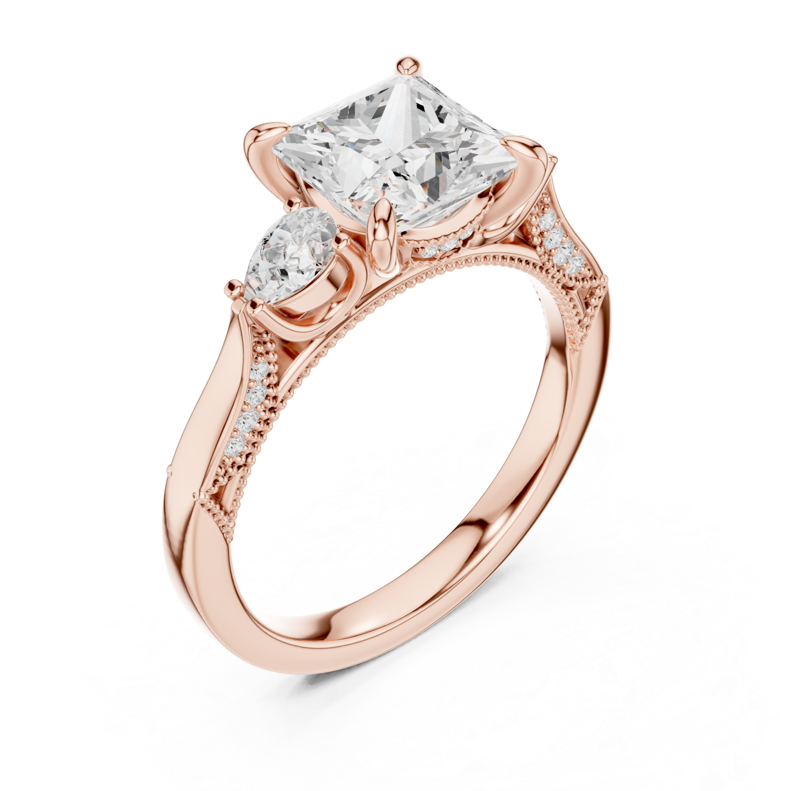 Rose Gold Opulent Serene Crown Cocktail Ring Right View