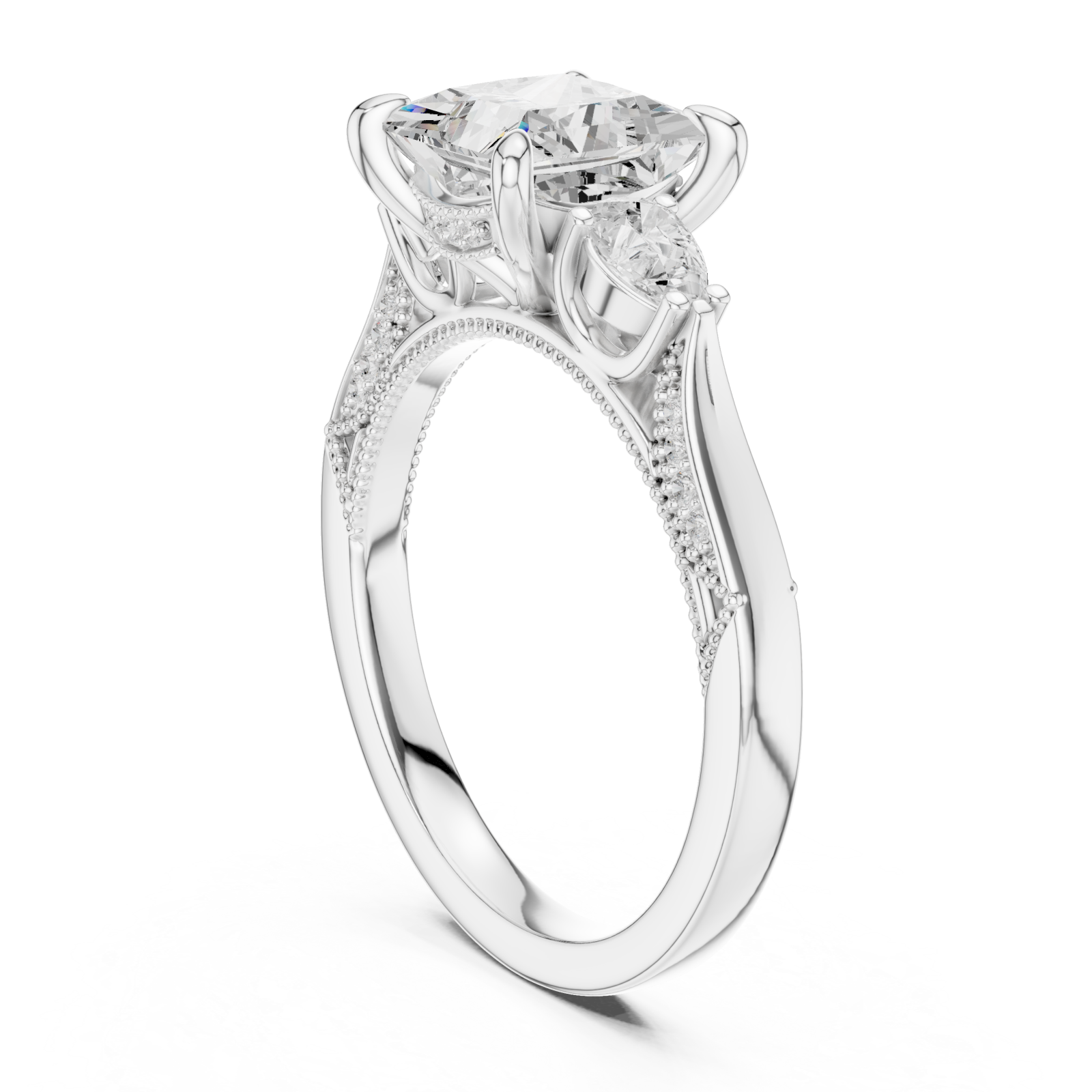  White Gold Opulent Serene Crown Cocktail Ring Left View