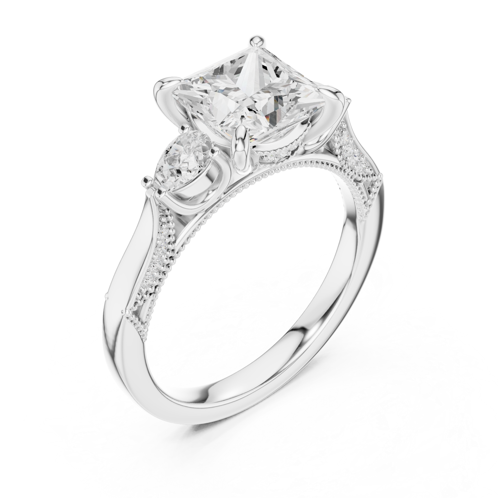  White Gold Opulent Serene Crown Cocktail Ring Right View